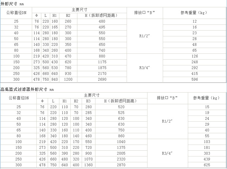 篮式直通过滤器